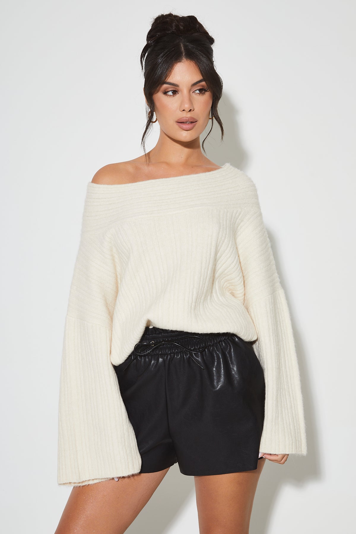 Cream off hotsell the shoulder jumper