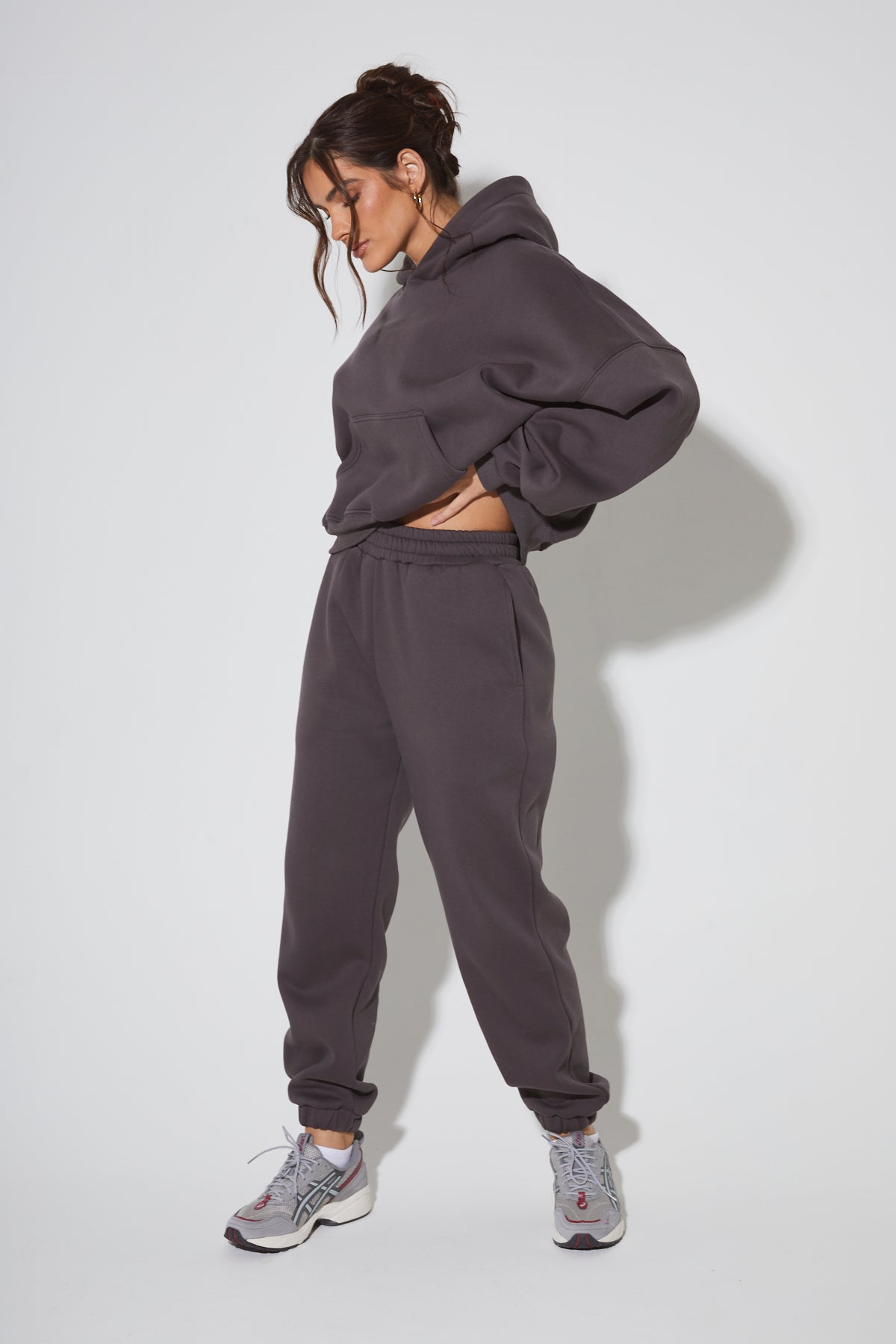 Dark grey tracksuit bottoms womens sale