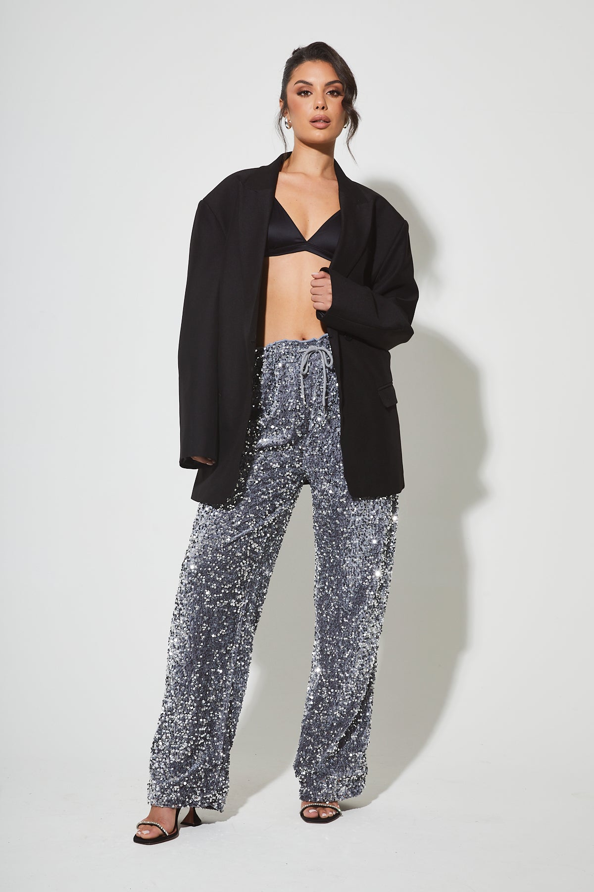 Black and silver cheap sequin pants