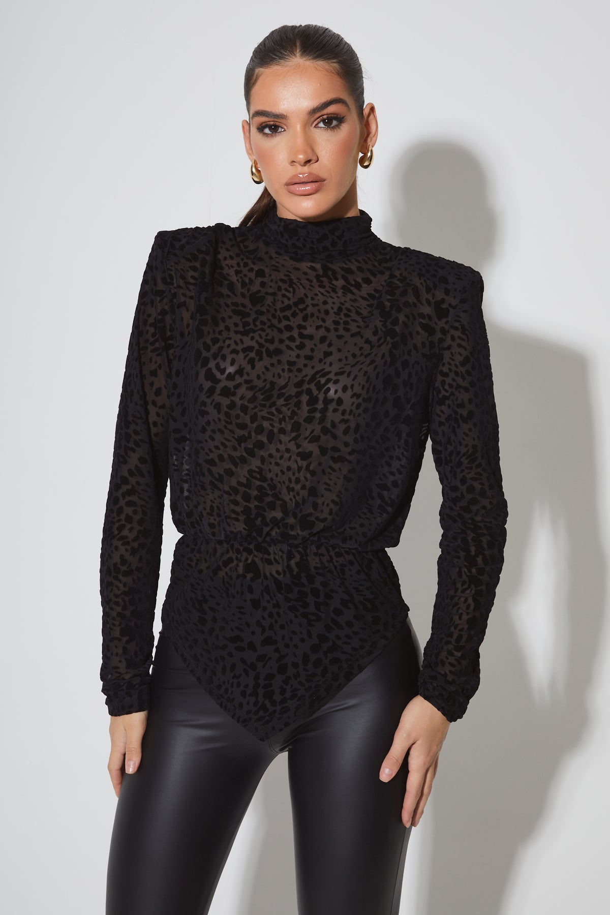 Black high shop neck blouse uk