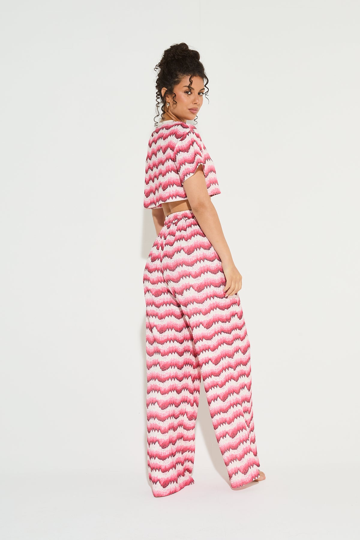 ARIA Red & Pink Printed Top and Pant Co Ord