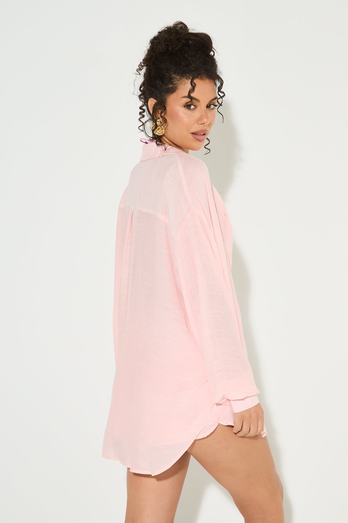 LANA Pink Linen Shirt and Short Co Ord