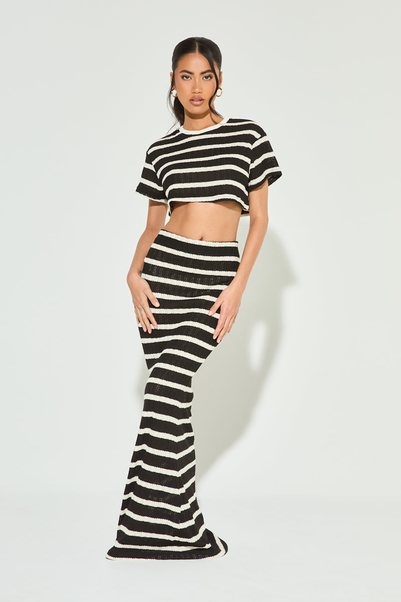 FRANCESCA Black & White Stripe Maxi Co Ord