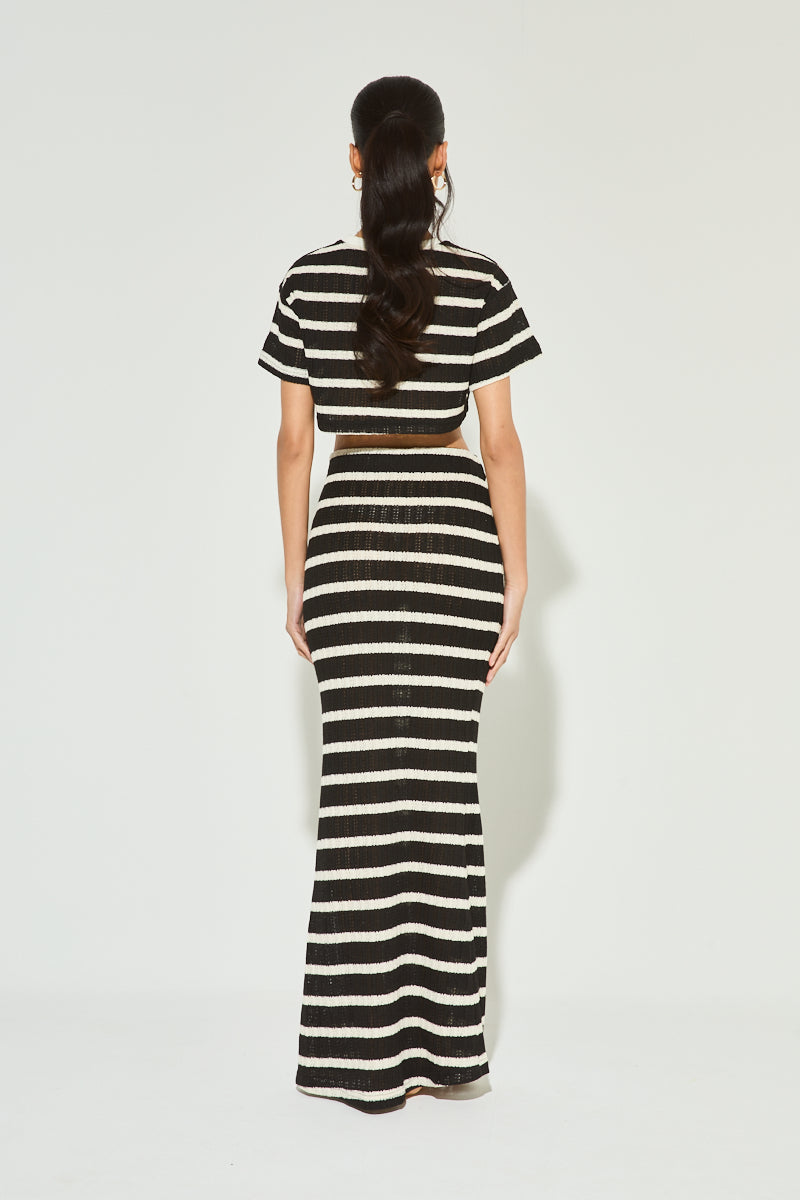 FRANCESCA Black White Stripe Maxi Co Ord