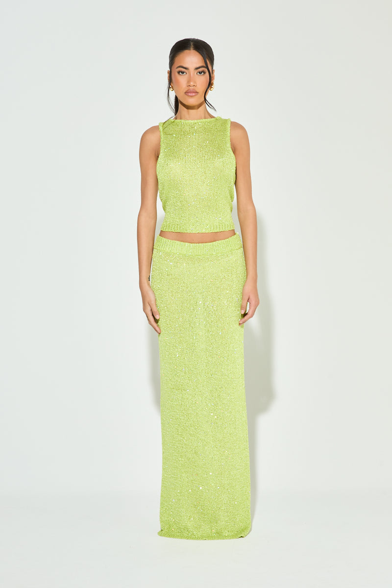 IMANI Lime Knit Sequin Maxi Co Ord