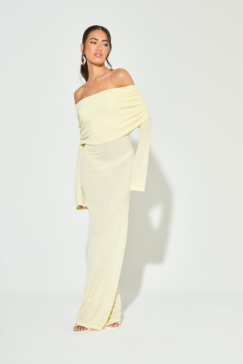 SARA Lemon Bardot Maxi Dress