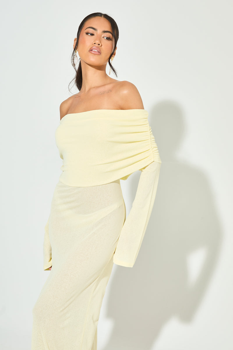SARA Lemon Bardot Maxi Dress
