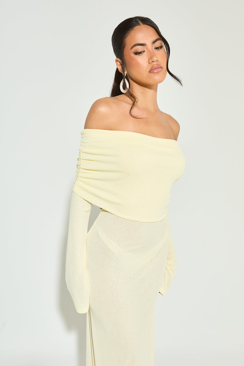 SARA Lemon Bardot Maxi Dress