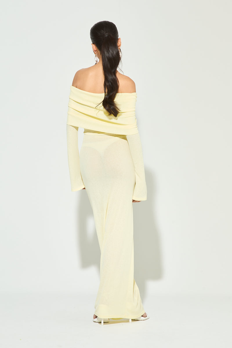 SARA Lemon Bardot Maxi Dress