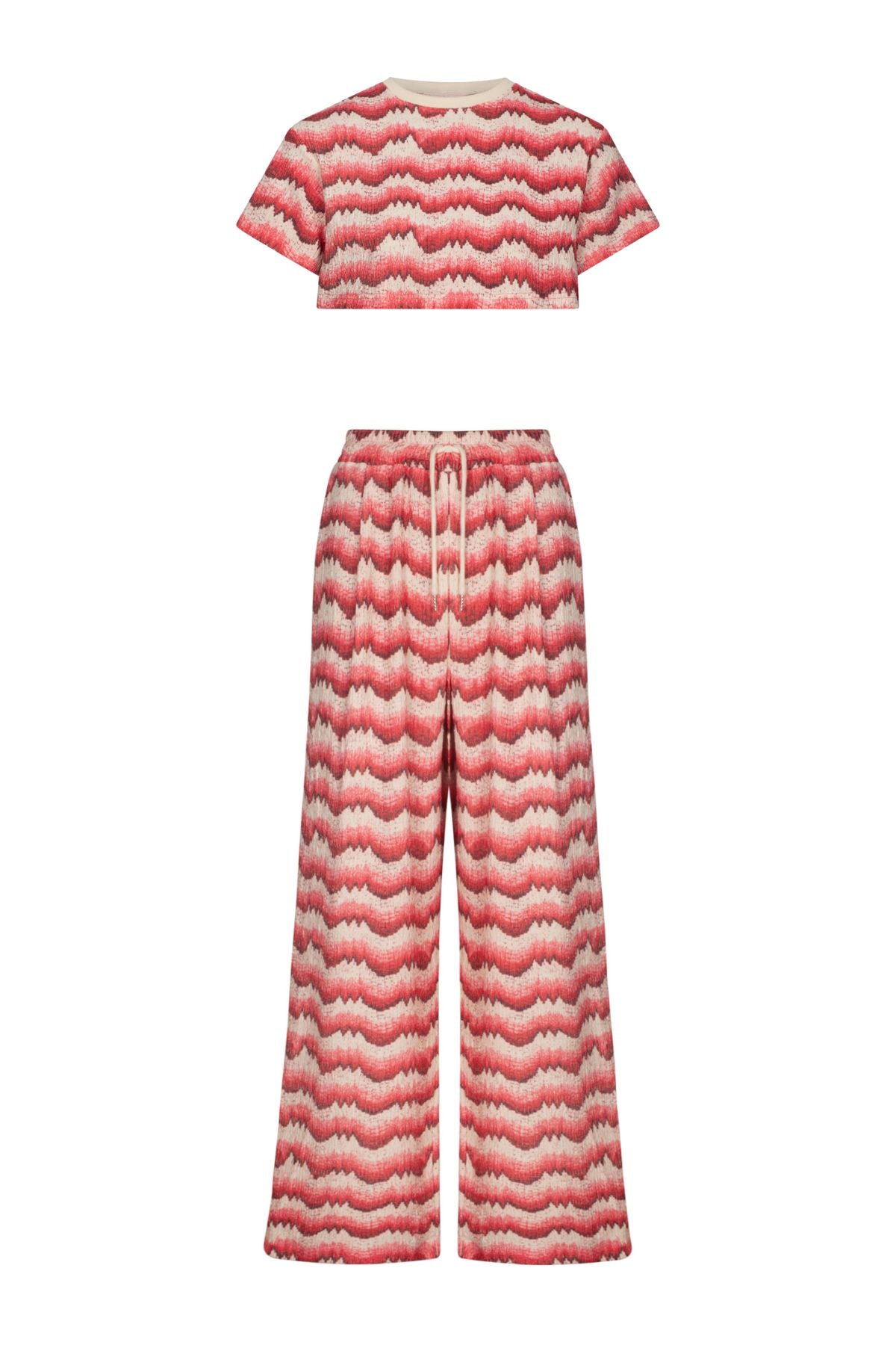 ARIA Red & Pink Printed Top and Pant Co Ord