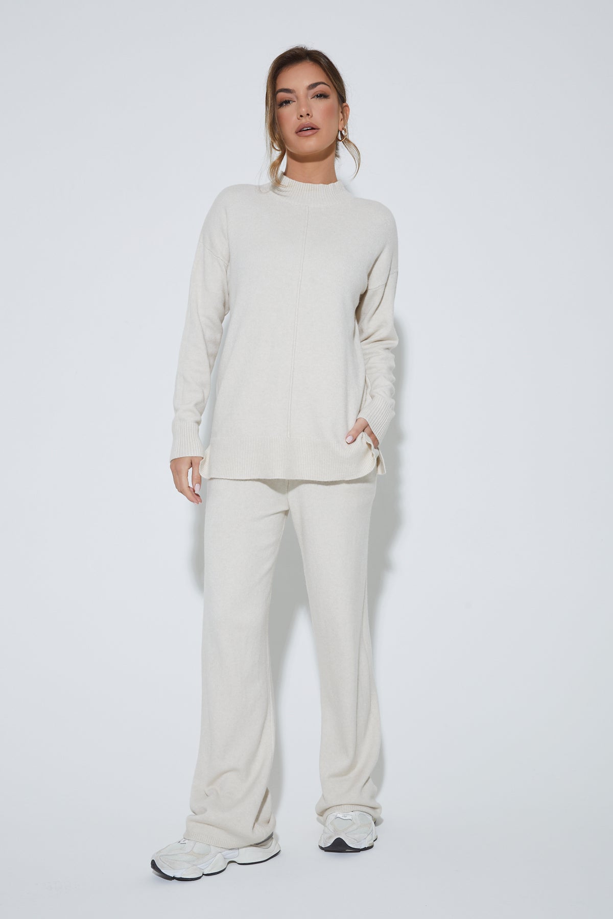 PALMER High Neck Cream Knit Lounge Set