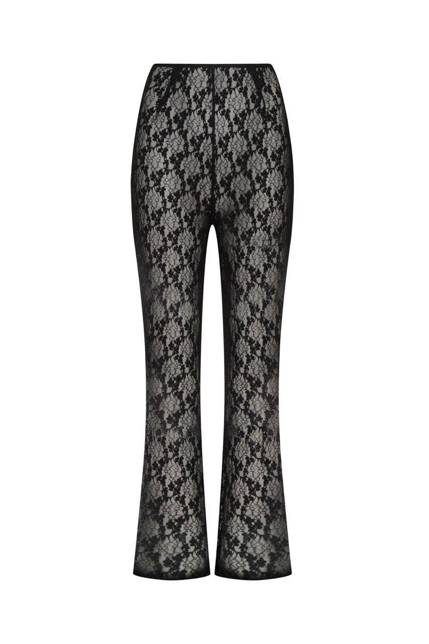 JORDYN Black Lace Flared Pants