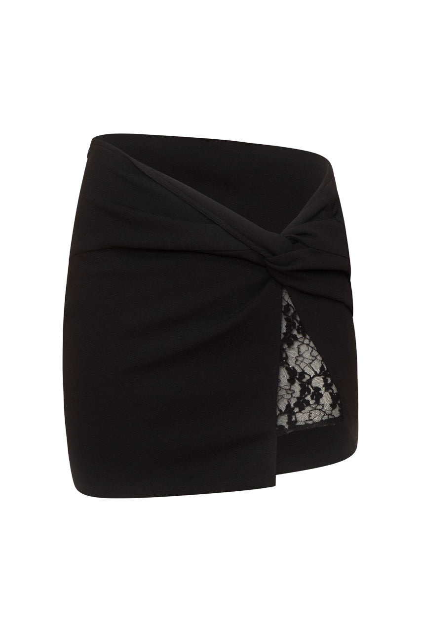 EMMI Black Lace Split Mini Skirt