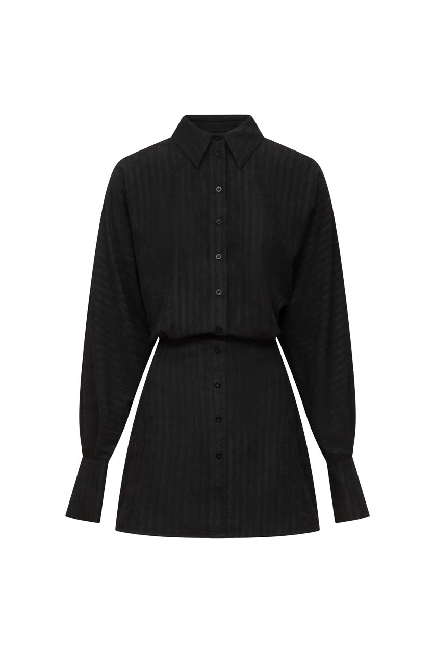 LEONE Black Stripe Shirt Dress