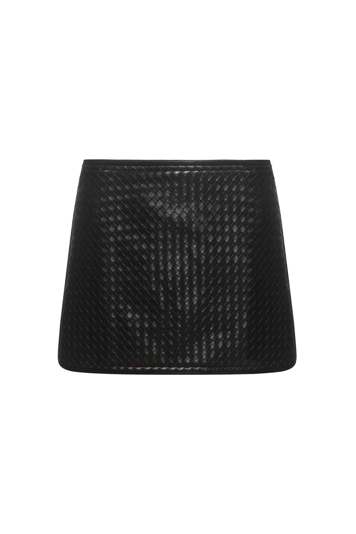 VIVIANA Black PU Woven Mini Skirt