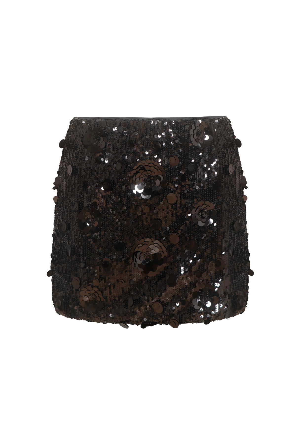 REMÍ Black Flower Sequin Mini Skirt