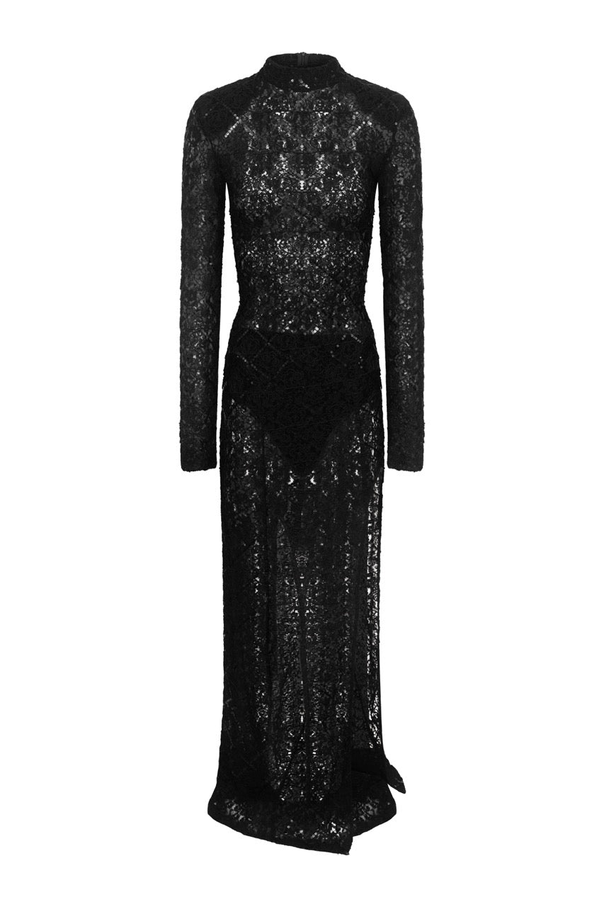 ARBENITA Black Lace Maxi Dress