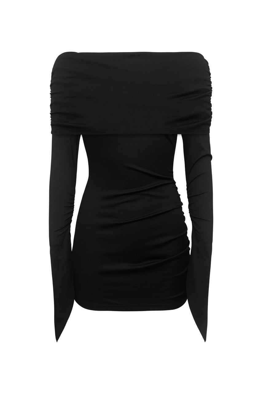 VIVIÉ Black Bardot Mini Dress