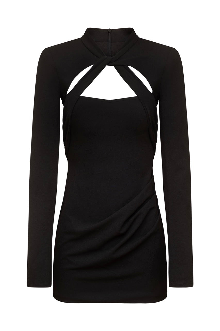 EVIÈ Black Twist Mini Dress