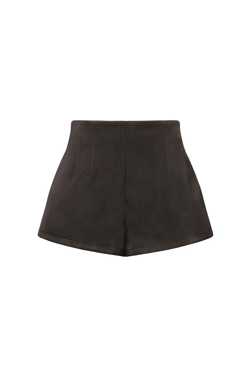 BLANCA Black Satin High Waisted Shorts