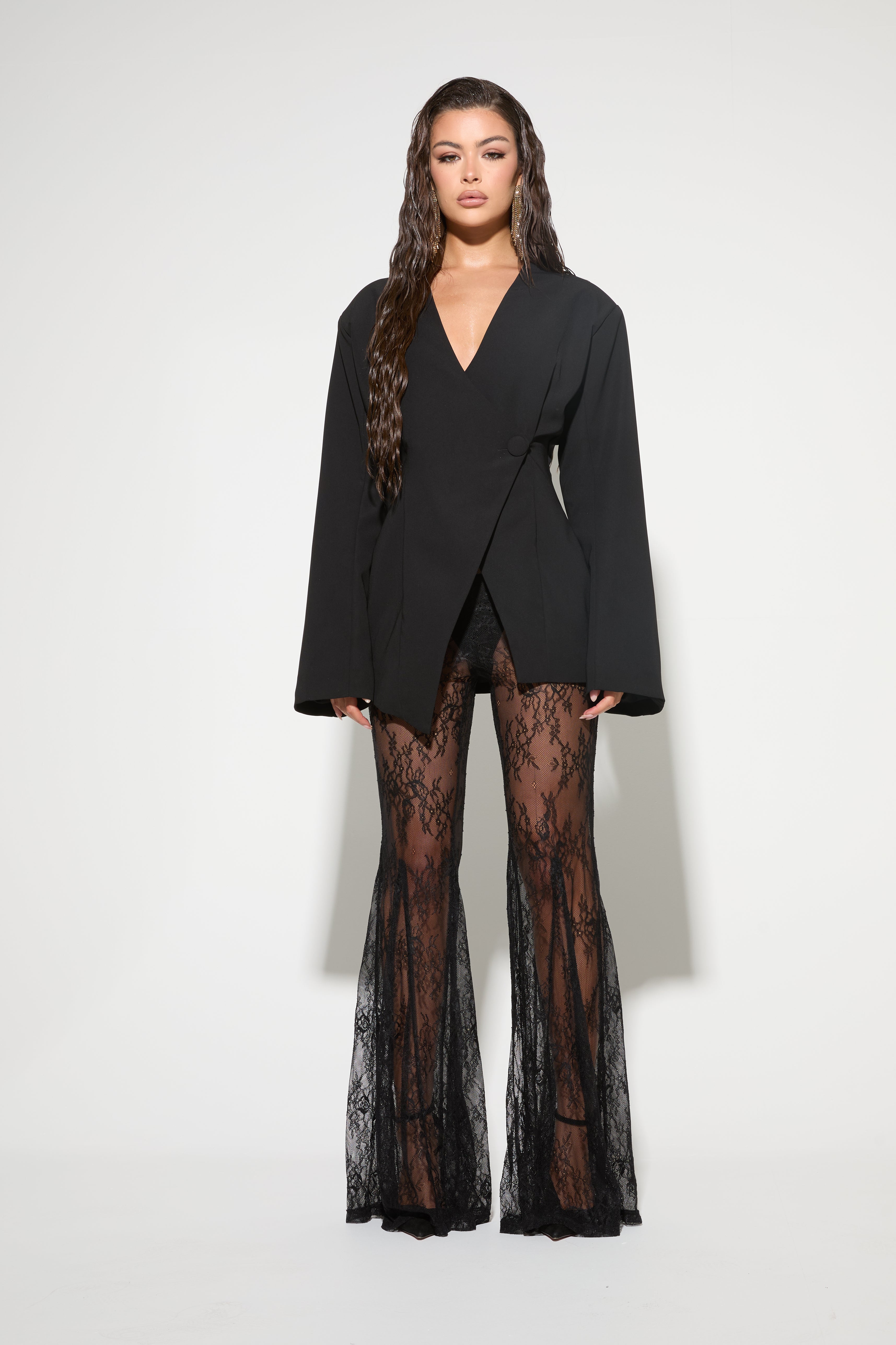 DAKOTA Black Lace Flared Trouser