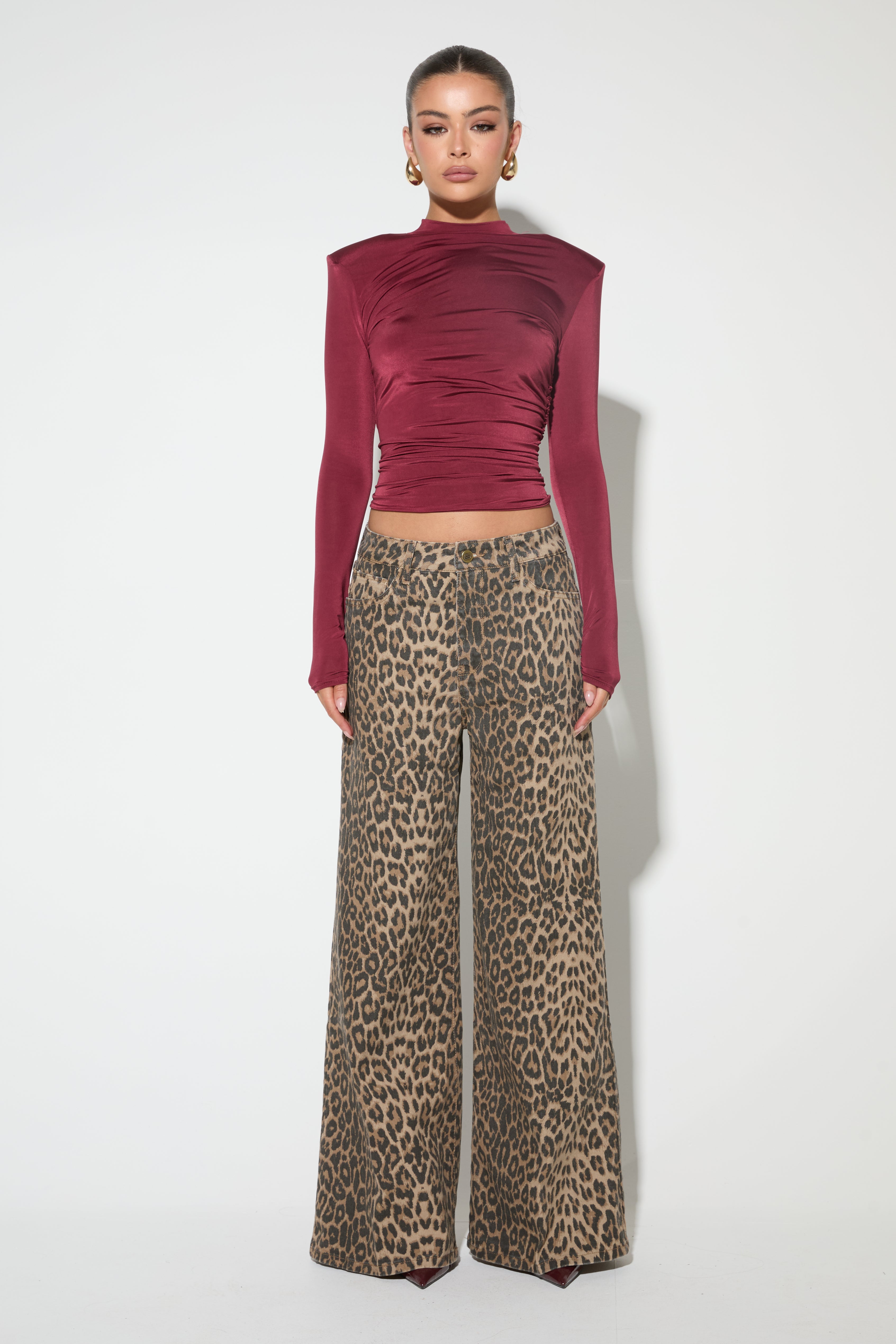 AMINA Leopard Print Wide Leg Jeans