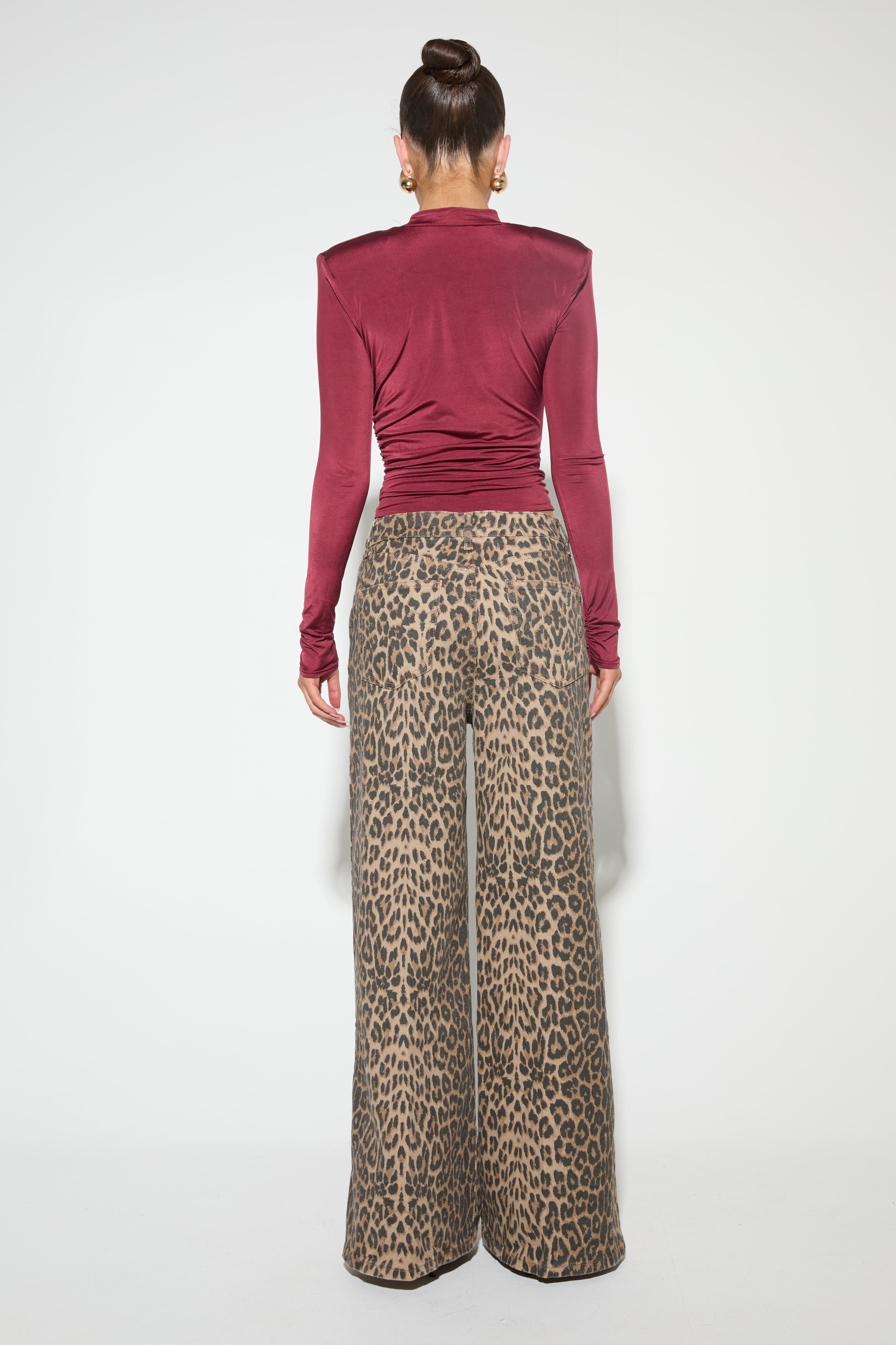 AMINA Leopard Print Wide Leg Jeans