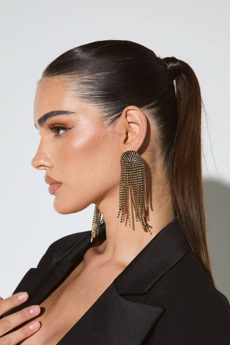 Black & Gold Drop Statement Earrings