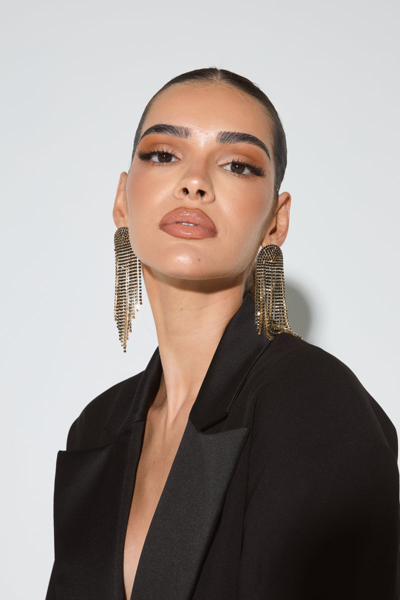 Black & Gold Drop Statement Earrings