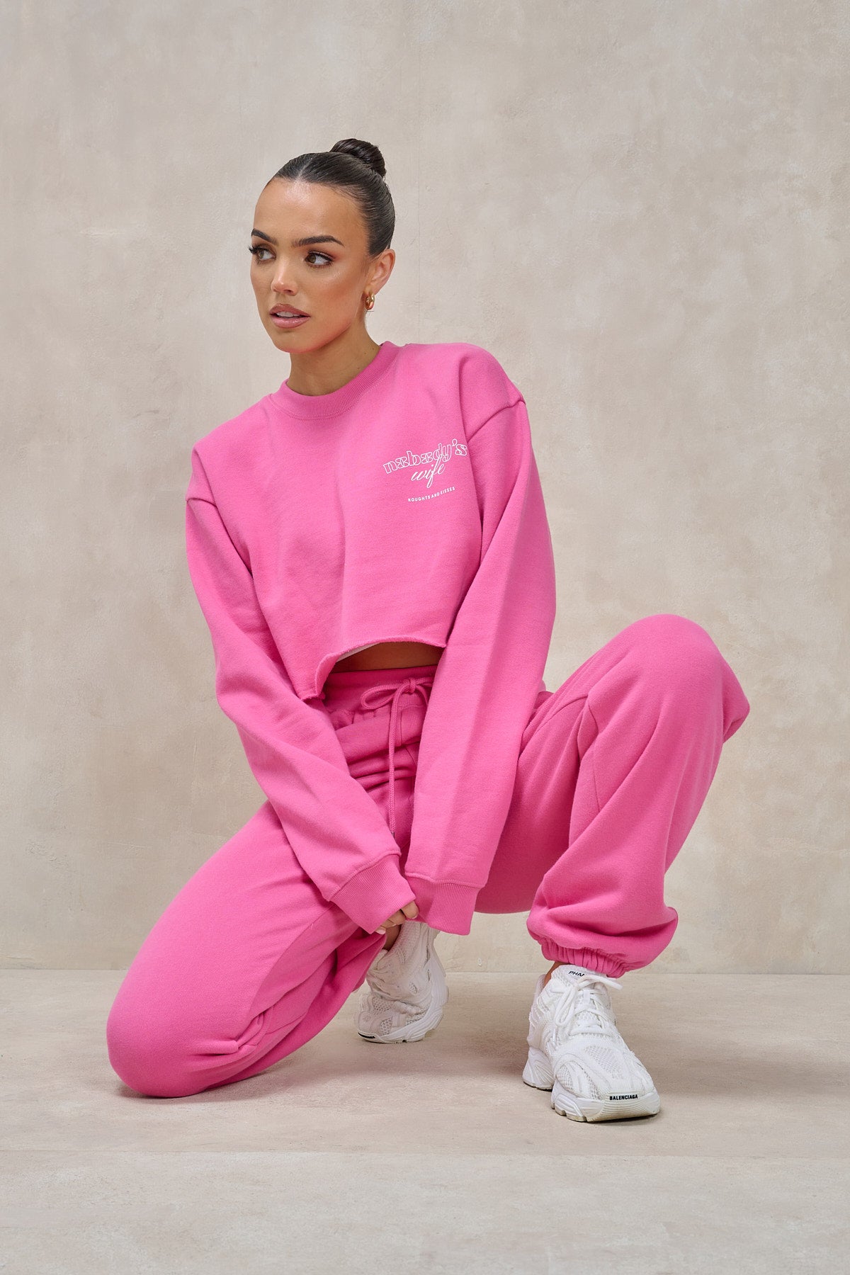 Pink cheap cropped tracksuit